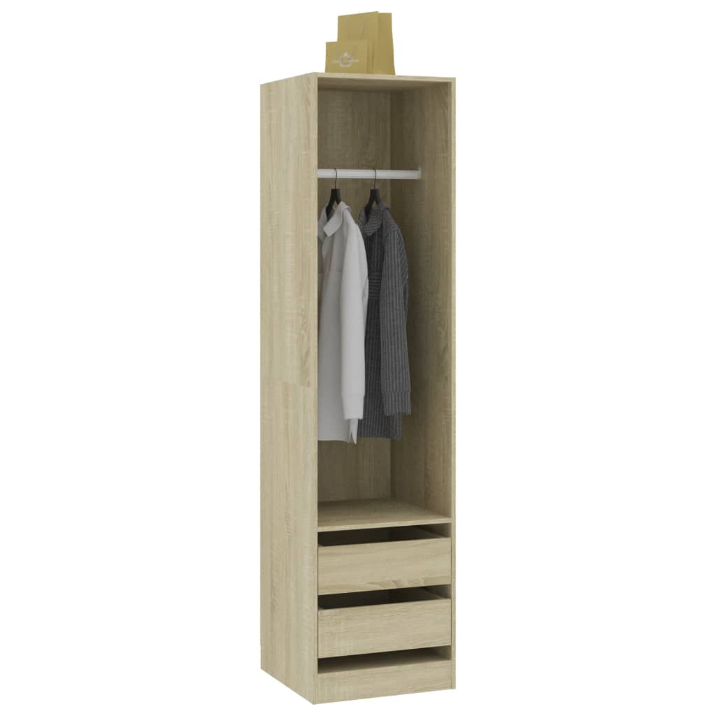 Garderobe med skuffer sonoma eik 50x50x200 cm konstruert tre