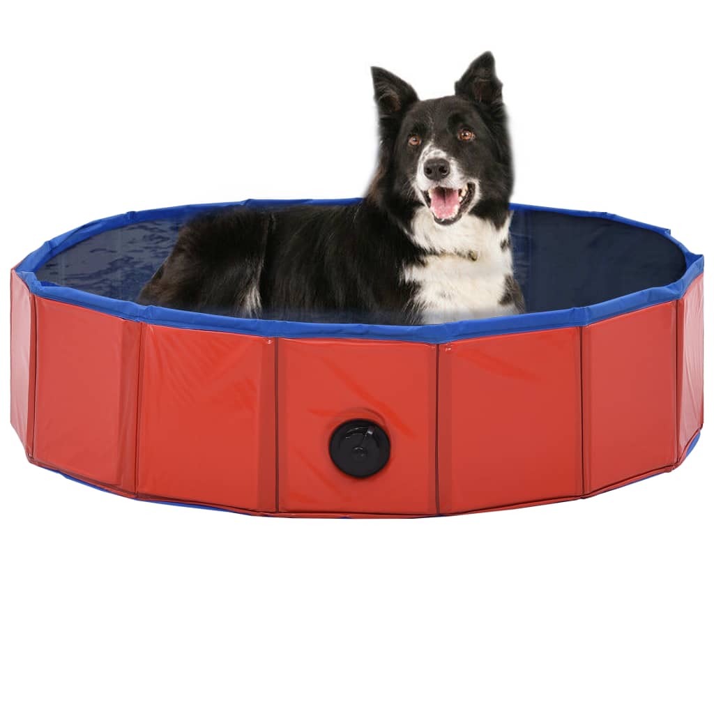 Sammenleggbart hundebasseng rød 80x20 cm PVC
