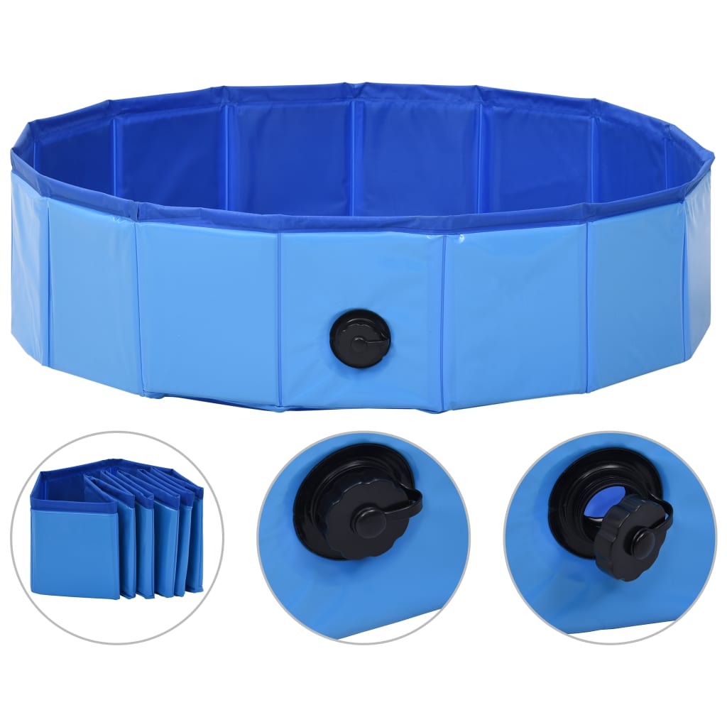 Sammenleggbart hundebasseng blå 80x20 cm PVC