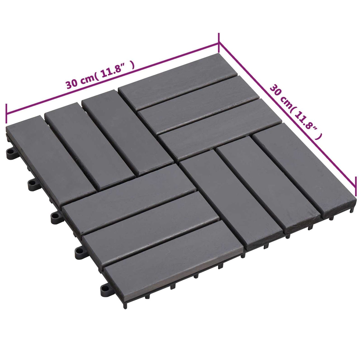 Terrasseflis 10 pcs Grå 30 x 30 cm Acacia Hardtre