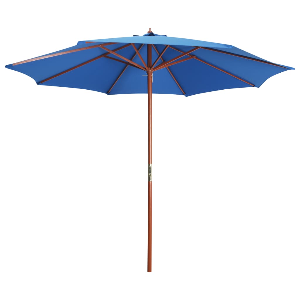 Parasoll med trestang 300x258 cm blå