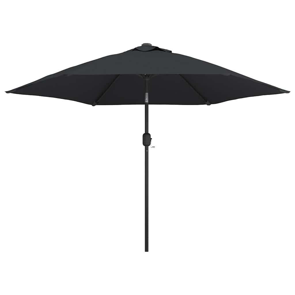 Parasoll med LED-lys og stålstang 300 cm svart