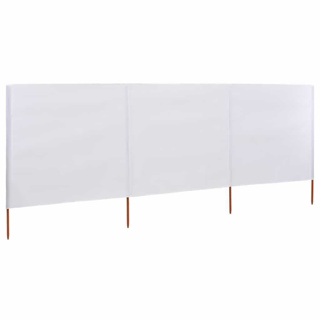 Vindskjerm 3 paneler stoff 400x80 cm sandhvit vidaXL