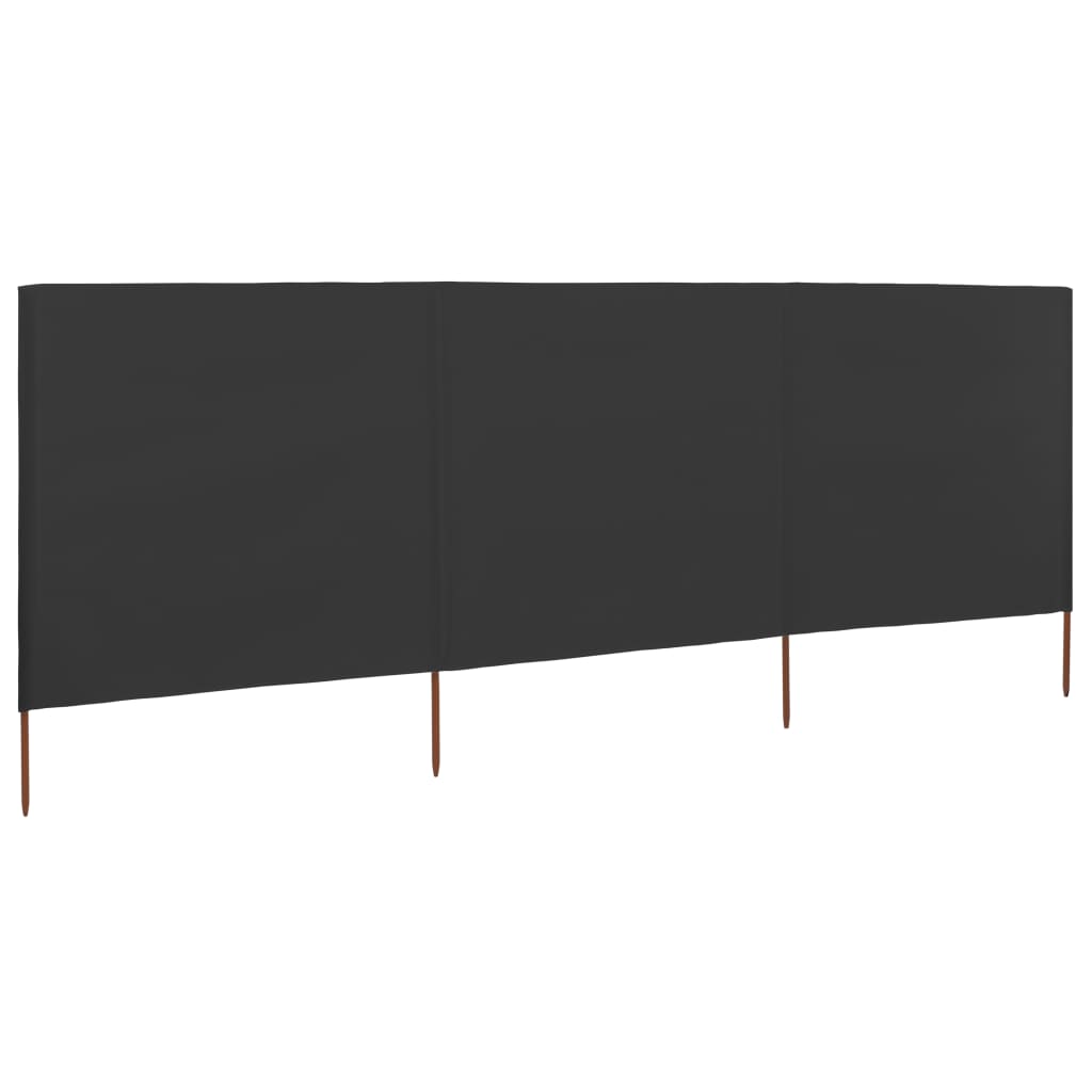 Vindskjerm 3 paneler stoff 400x80 cm antrasitt