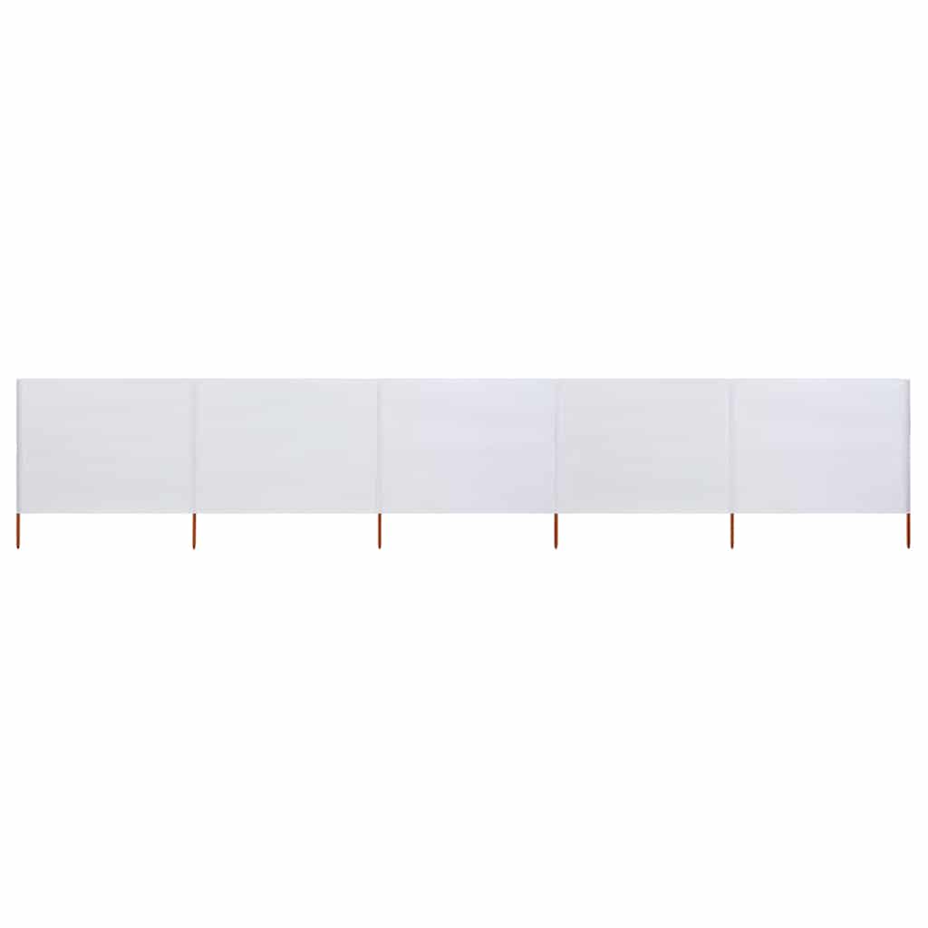 Vindskjerm 5 paneler stoff 600x80 cm sandhvit vidaXL