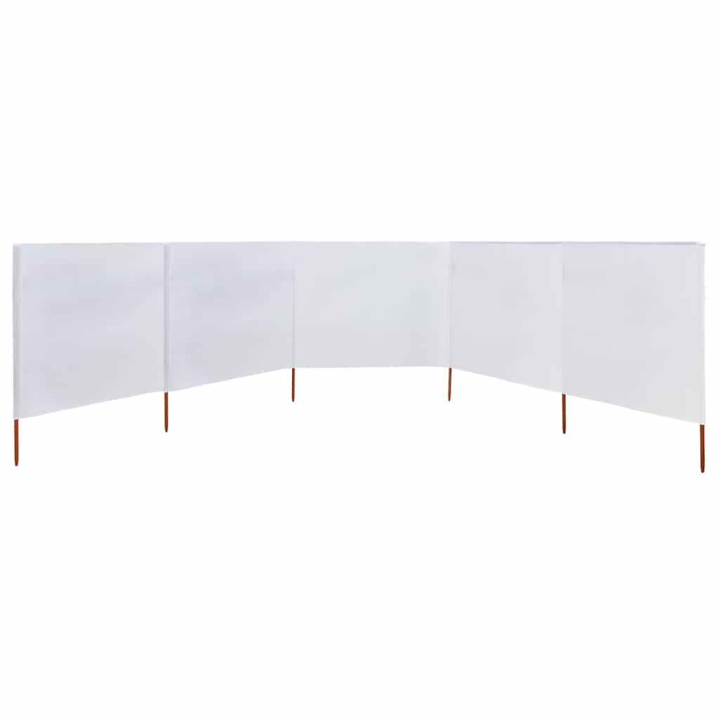 Vindskjerm 5 paneler stoff 600x80 cm sandhvit vidaXL