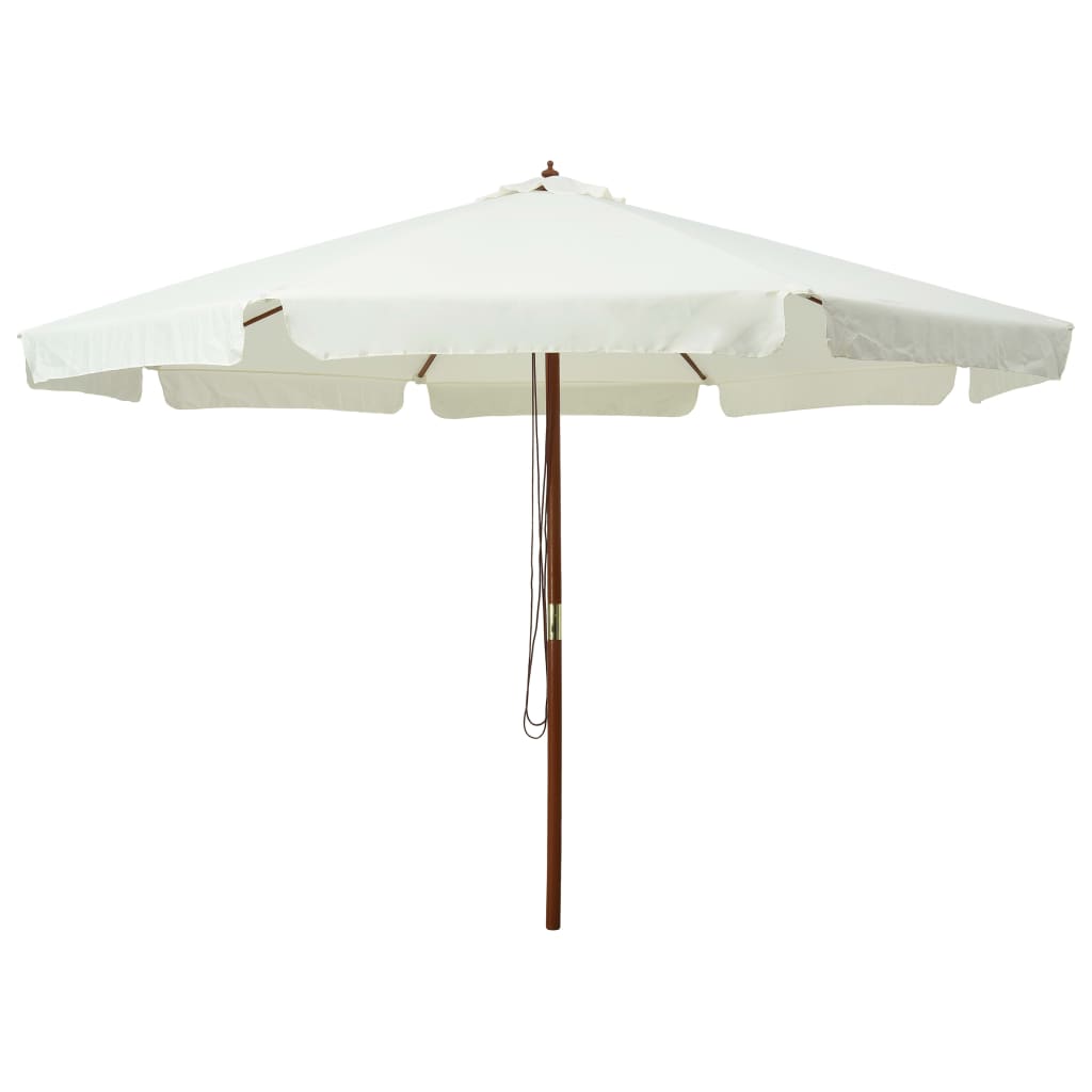 Parasoll med trestang 330 cm sandhvit