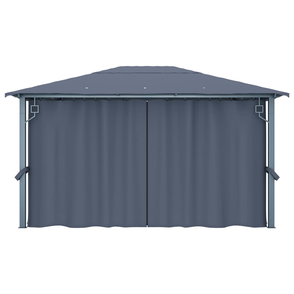Paviljong med gardin 400 x 300 cm antrasitt aluminium