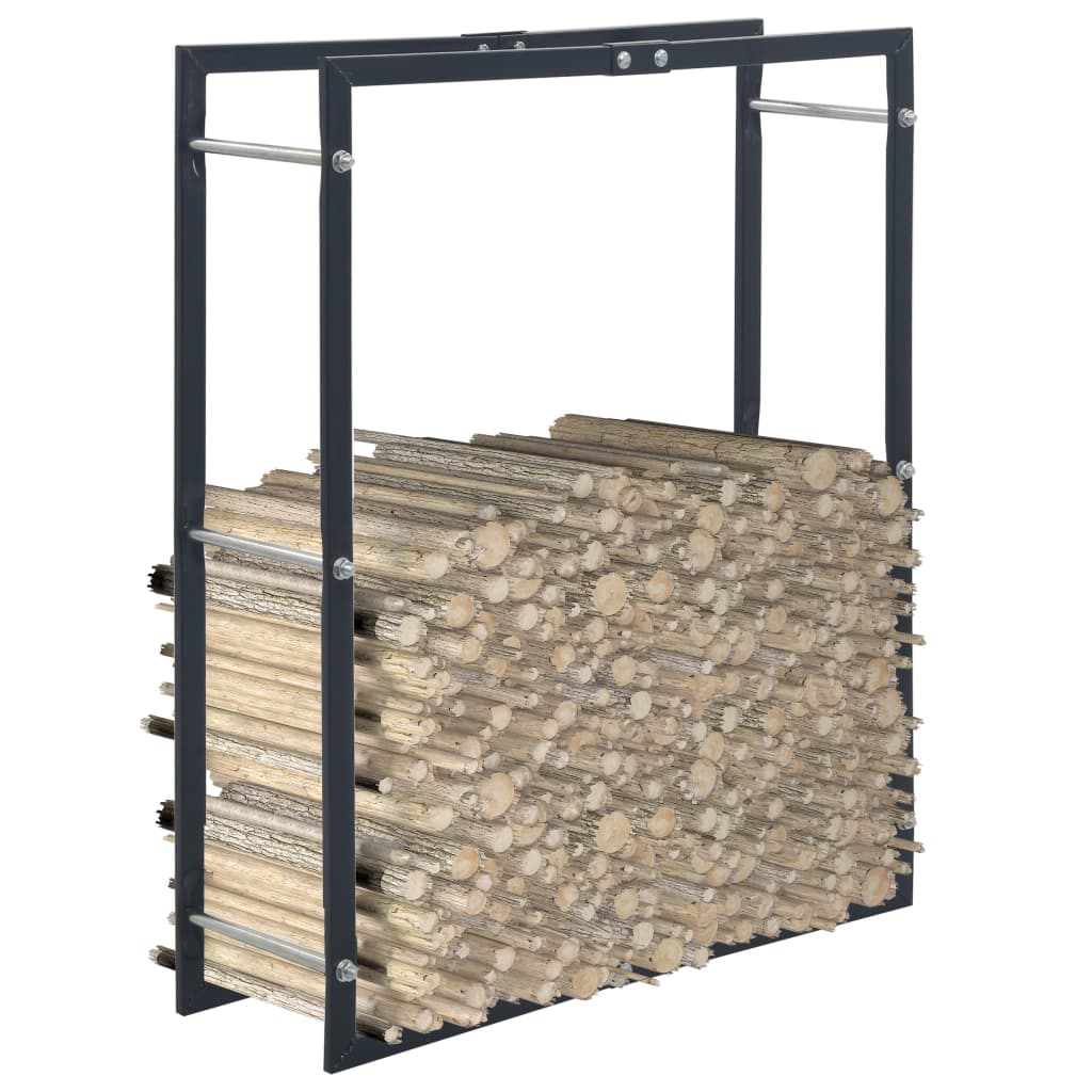 Vedstativ svart 80x25x100 cm stål