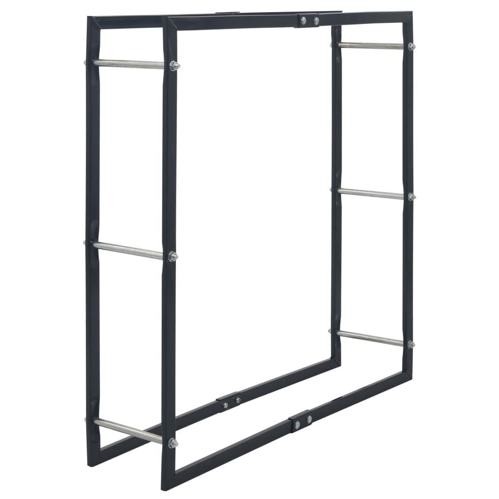 Vedstativ svart 100x25x100 cm stål