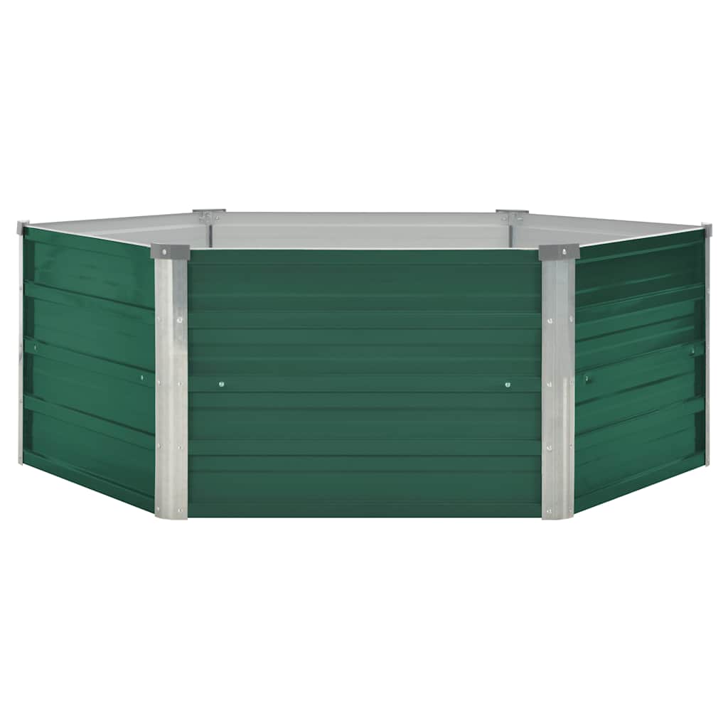 Forhøyet hagebed 129x129x45 cm galvanisert stål grønn