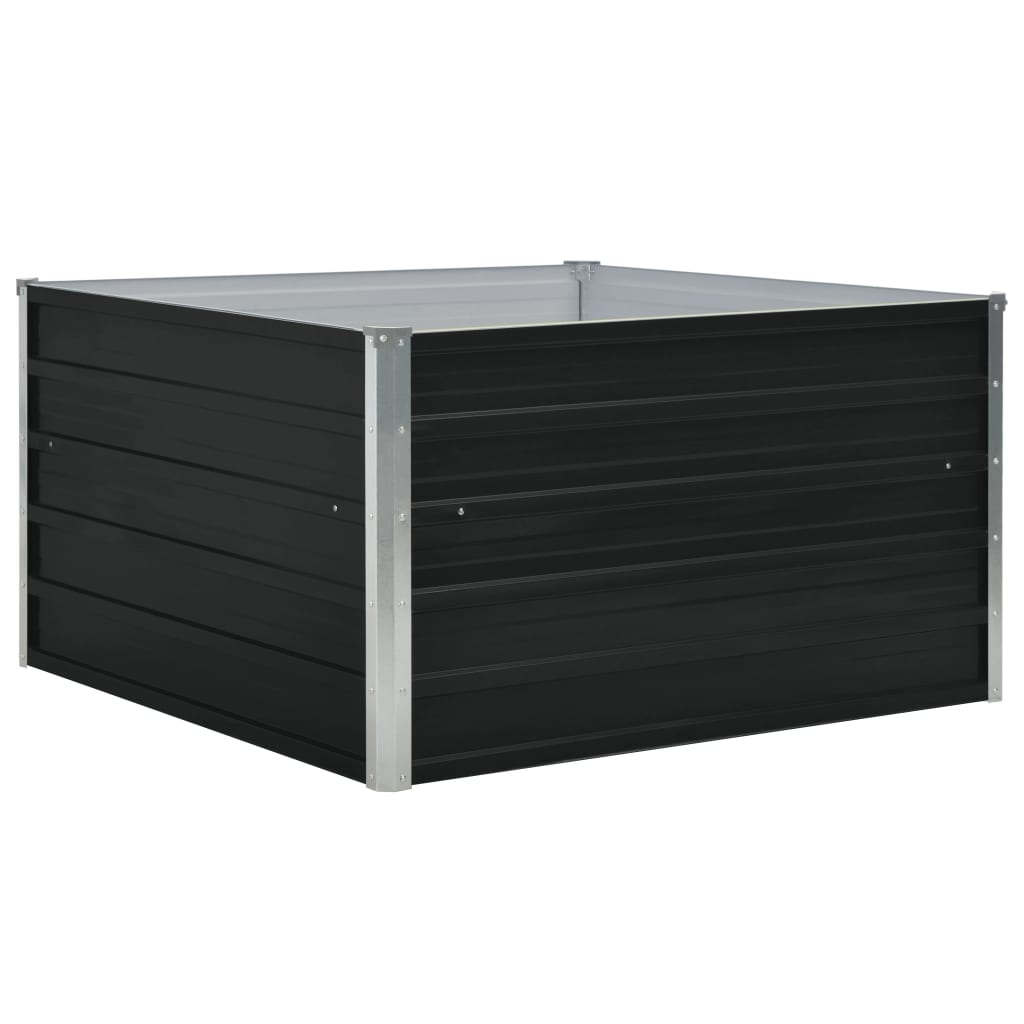 Forhøyet plantekasse 100x100x45 cm galvanisert stål antrasitt