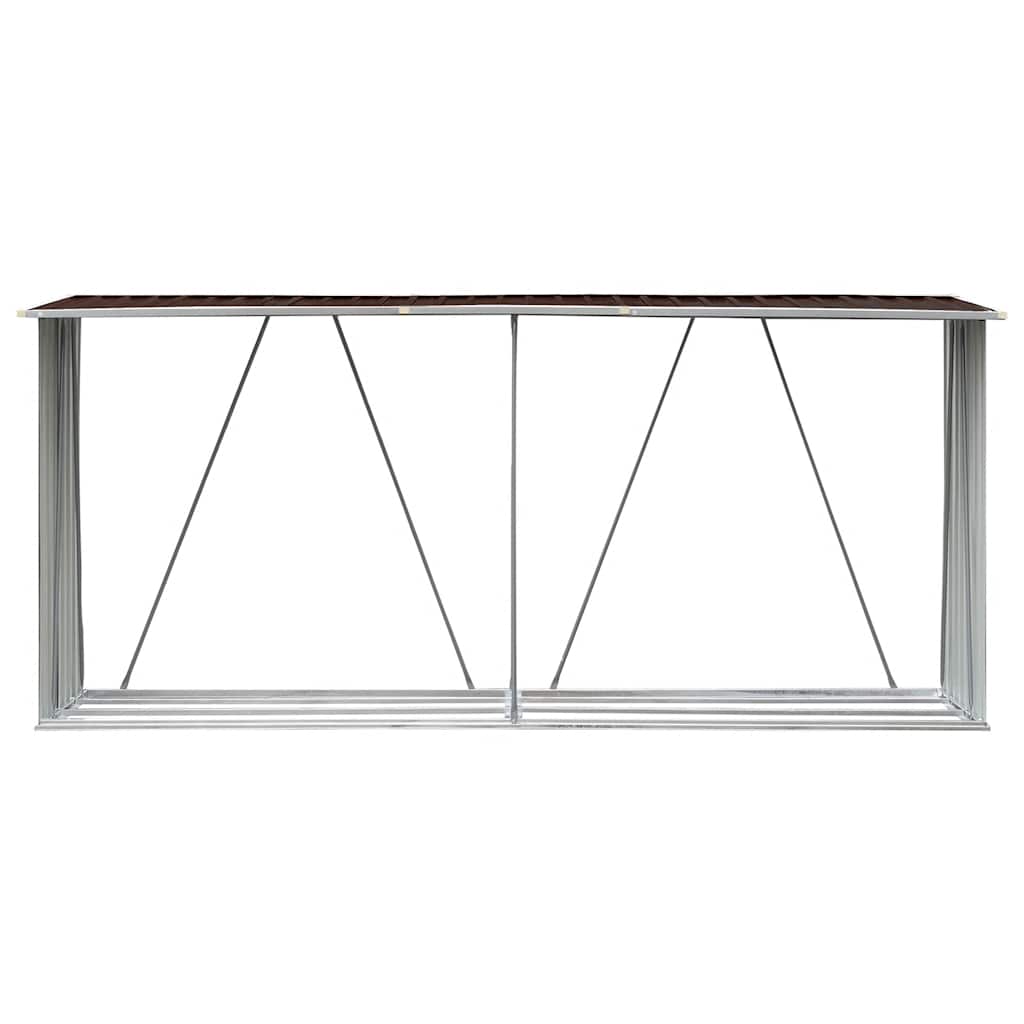 Vedskjul galvanisert stål 330x84x152 cm brun