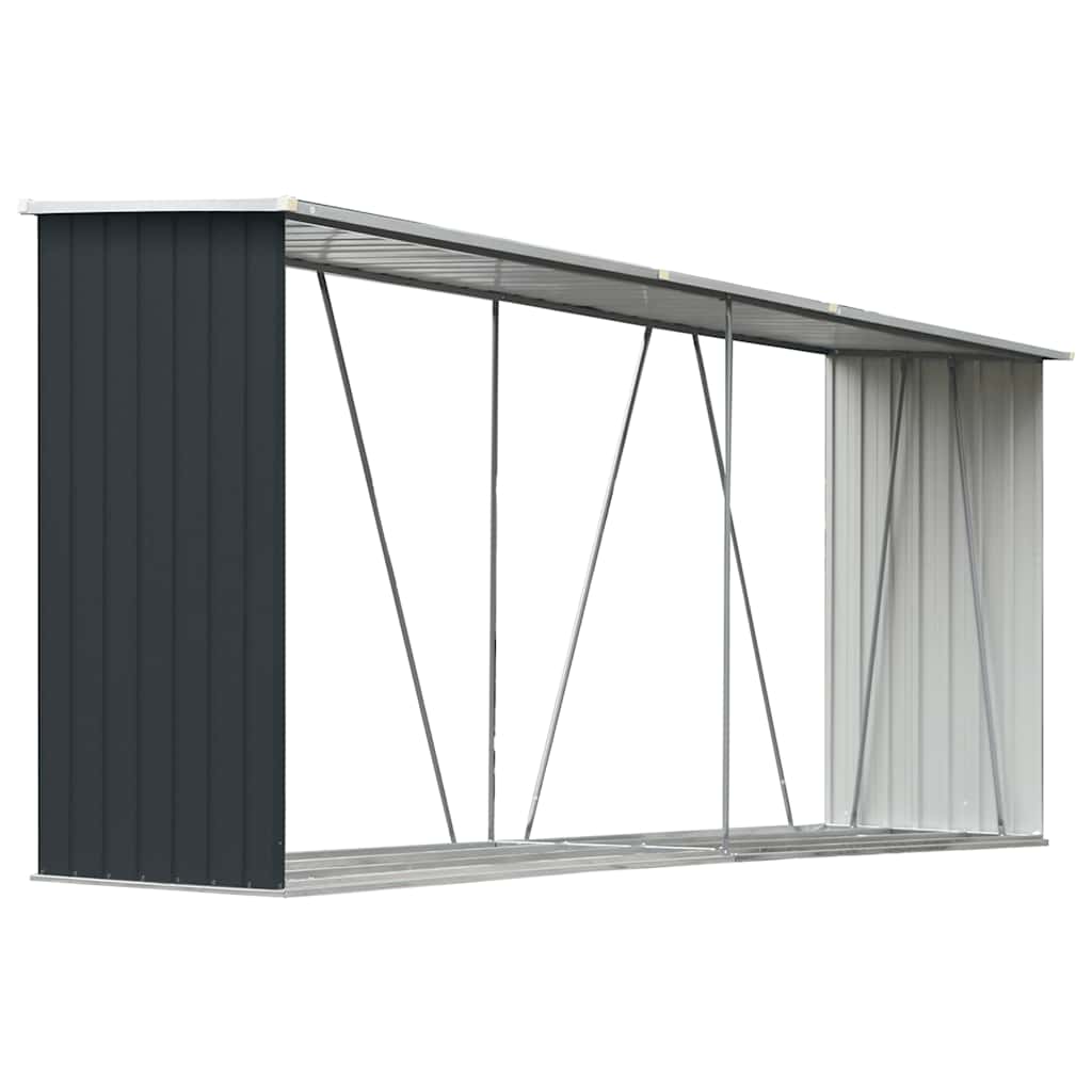 Vedskjul galvanisert stål 330x84x152 cm antrasitt