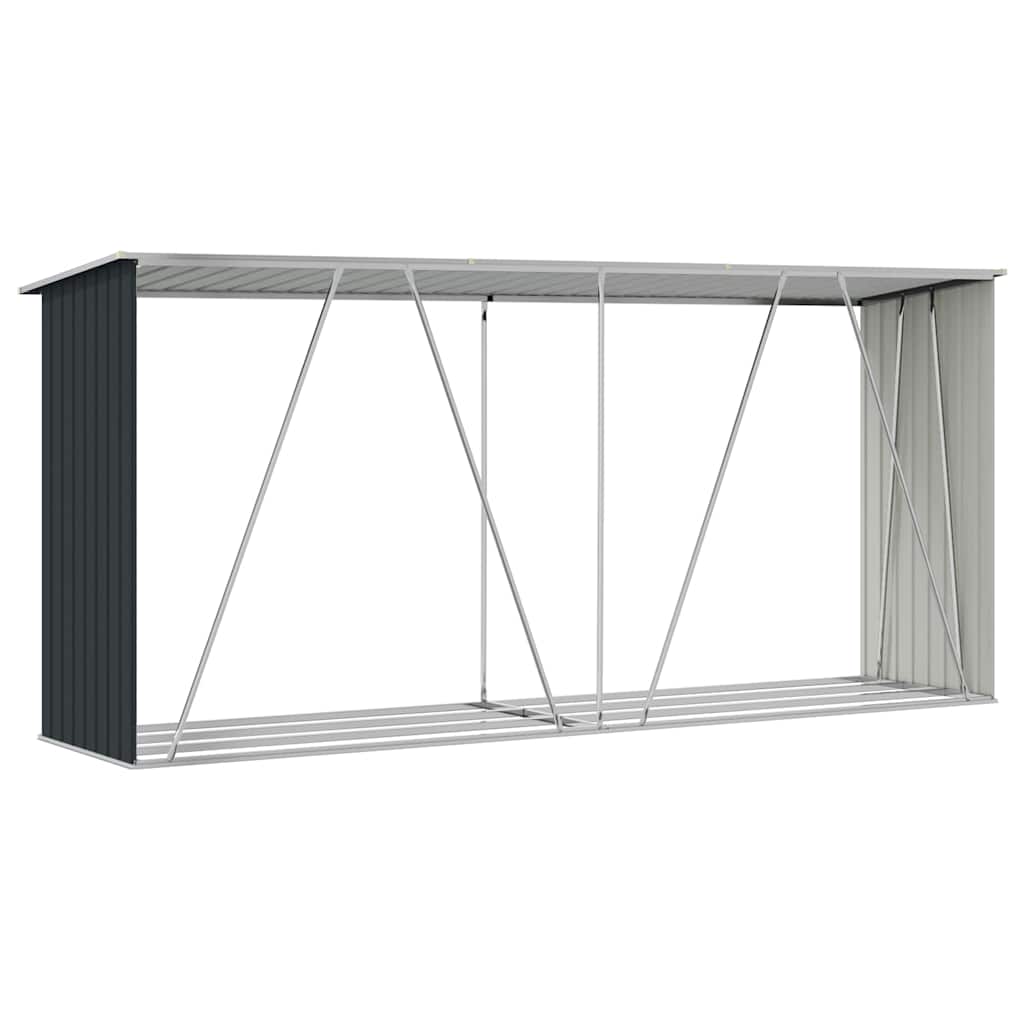 Vedskjul galvanisert stål 330x84x152 cm antrasitt