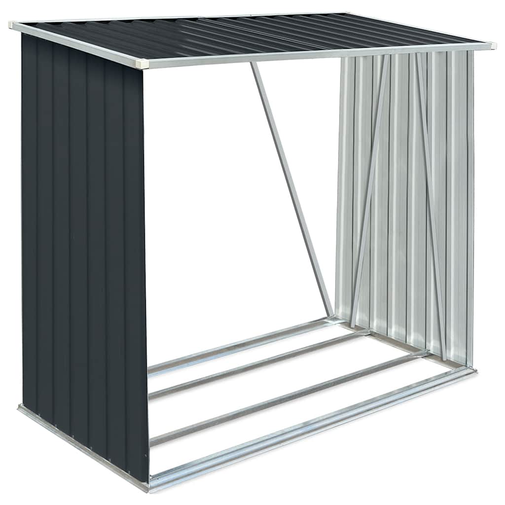 Vedskjul galvanisert stål 163x83x154 cm antrasitt