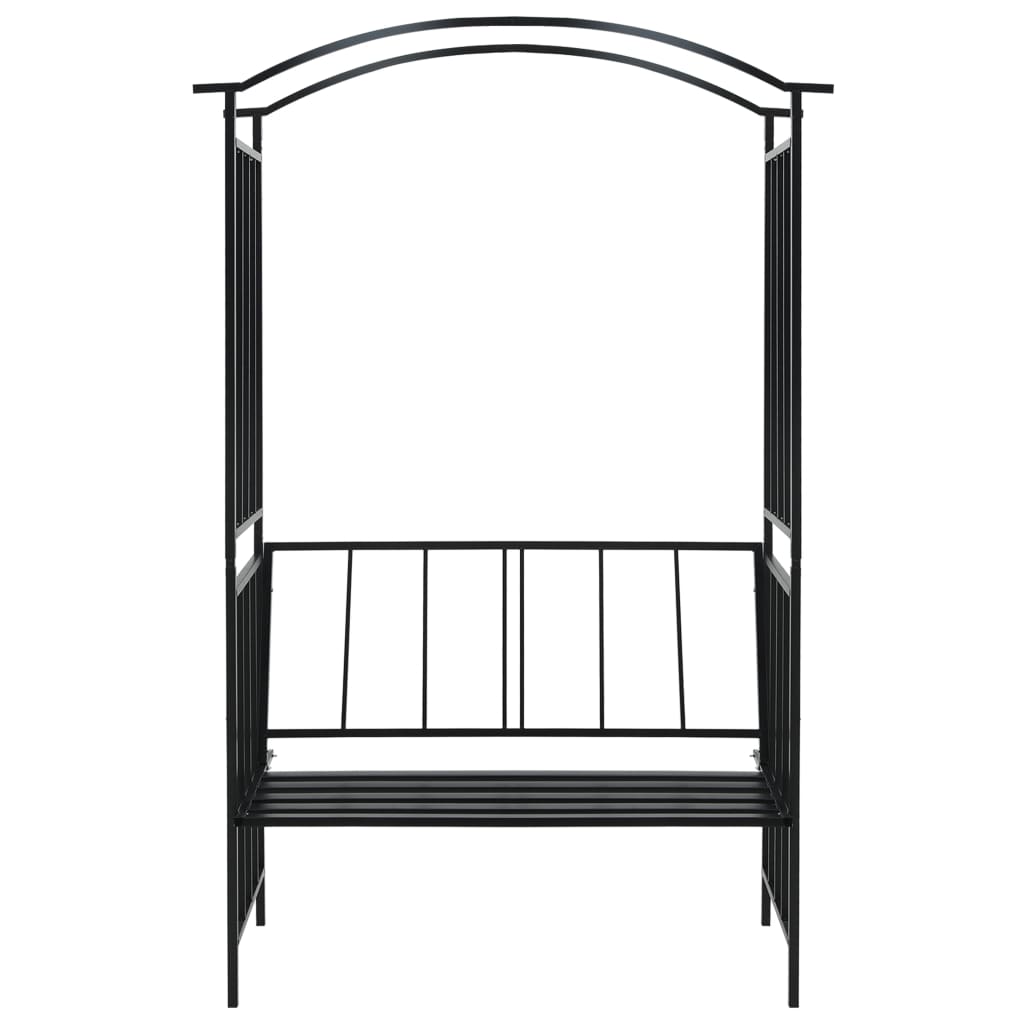 Hagebue med benk svart 128x50x207 cm jern