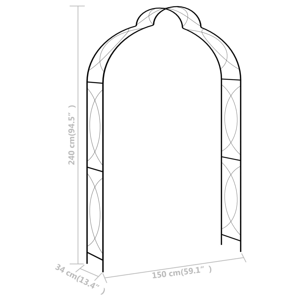 Hagebue svart 150x34x240 cm jern