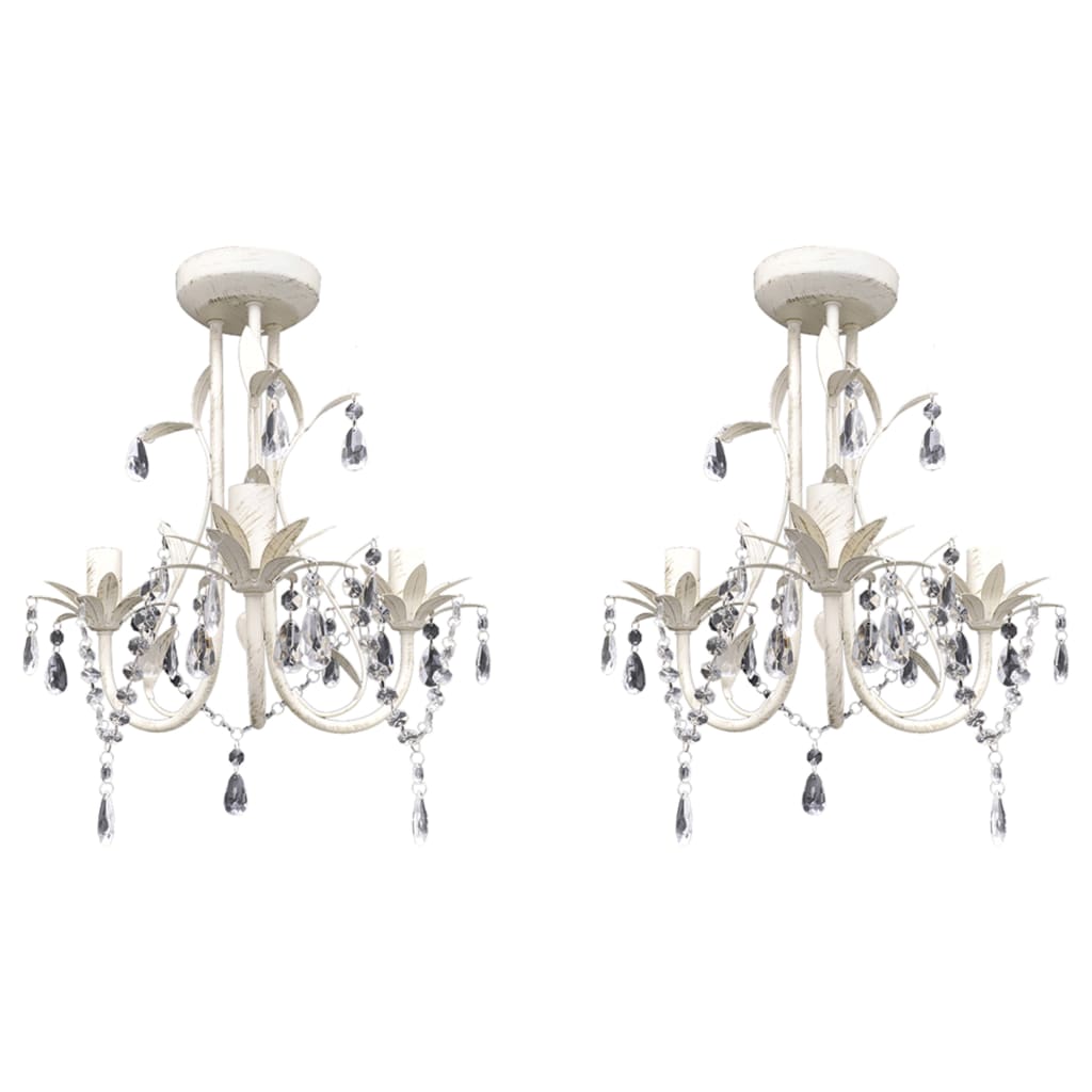 Krystallysekrone 2 stk elegant hvit