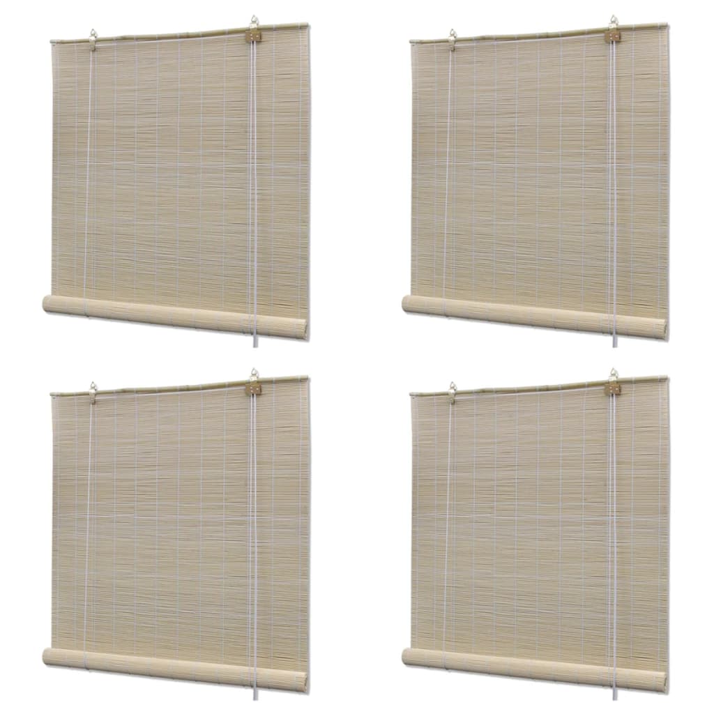 Rullegardiner naturlig bambus 4 stk 120x160 cm