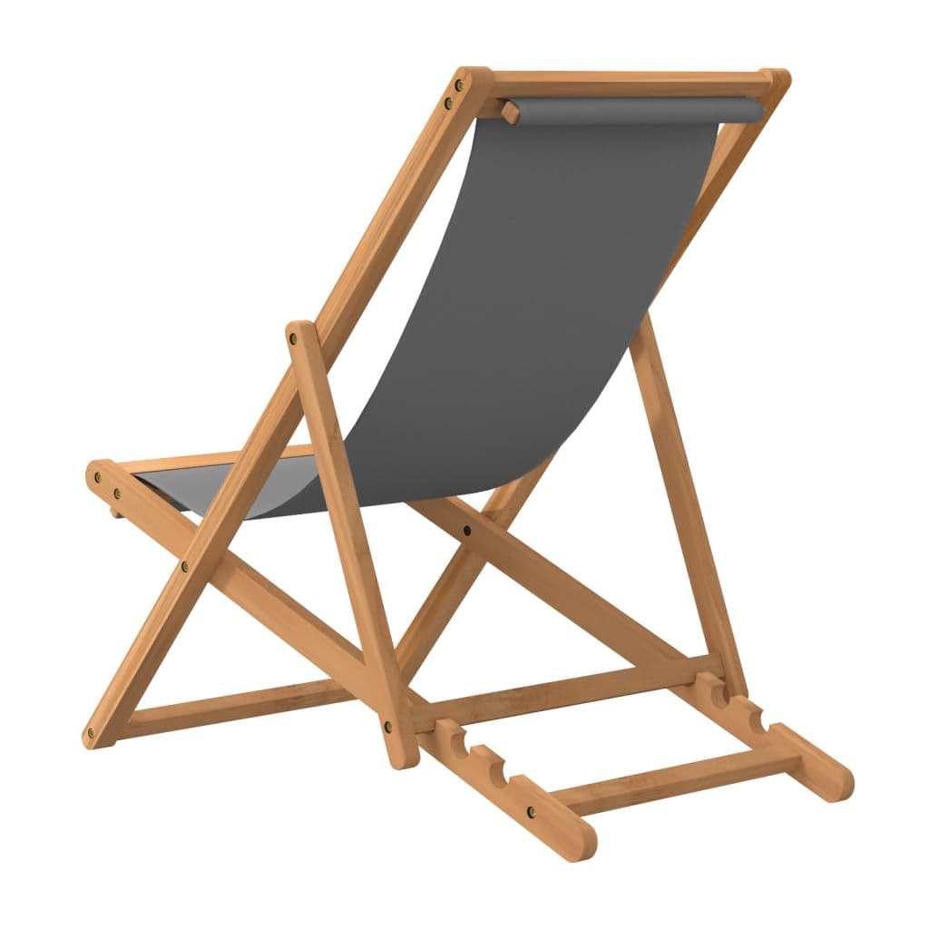 Sammenleggbar strandstol heltre teak grå vidaXL