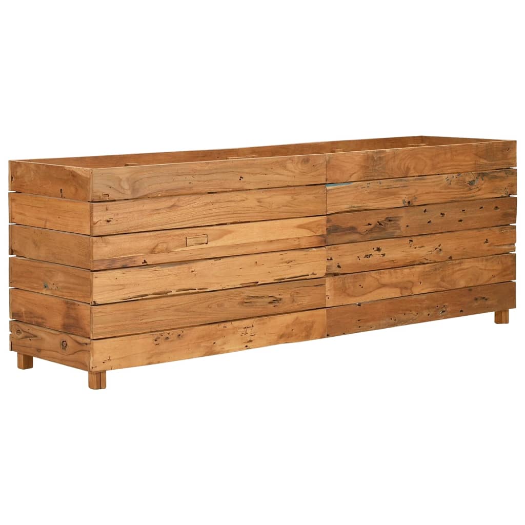 Høybed 150x40x55 cm resirkulert teak og stål