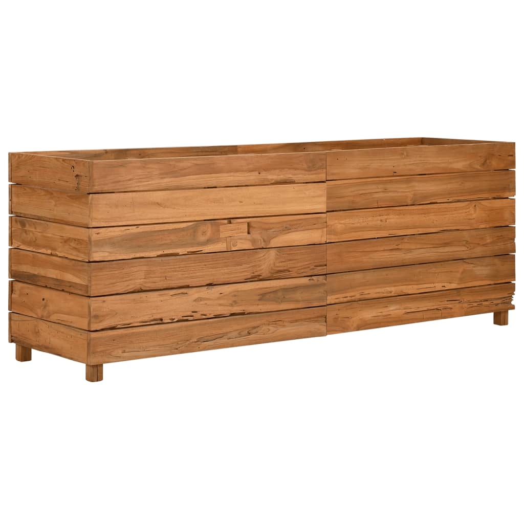 Høybed 150x40x55 cm resirkulert teak og stål