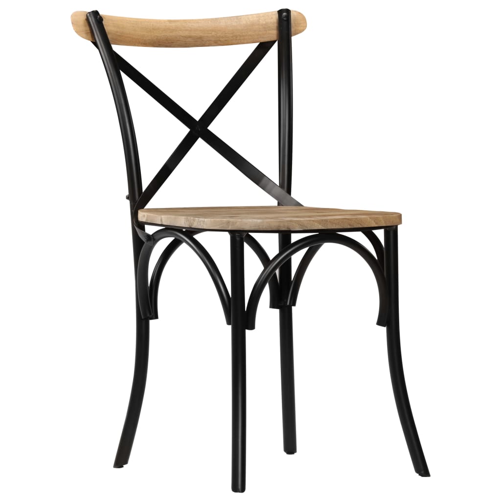 Krysstoler 4 stk svart heltre mango