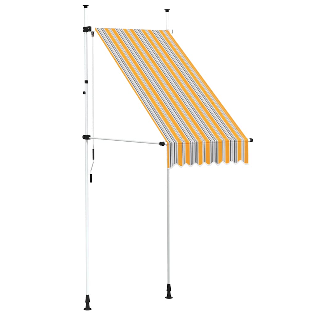 Manuell uttrekkbar markise 100 cm gule og blå striper