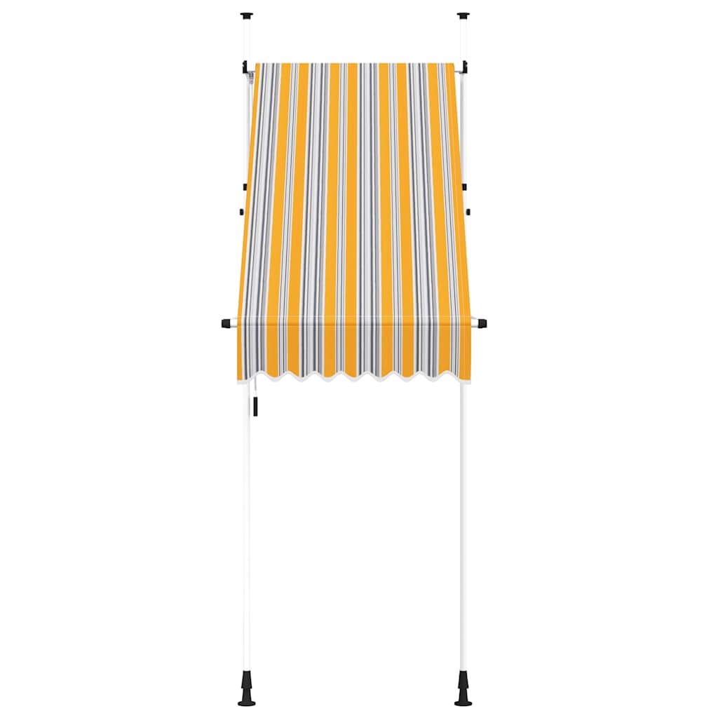 Manuell uttrekkbar markise 100 cm gule og blå striper
