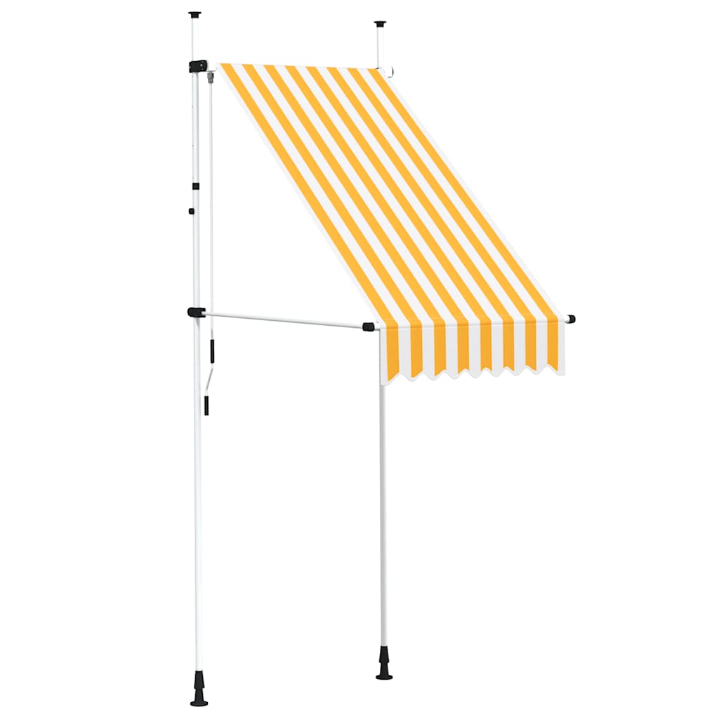 Manuell uttrekkbar markise 100 cm oransje og hvite striper