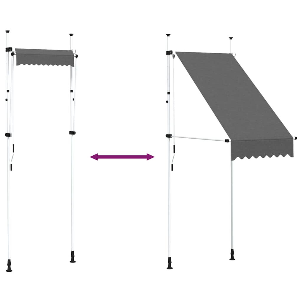 Manuell uttrekkbar markise 100 cm antrasitt