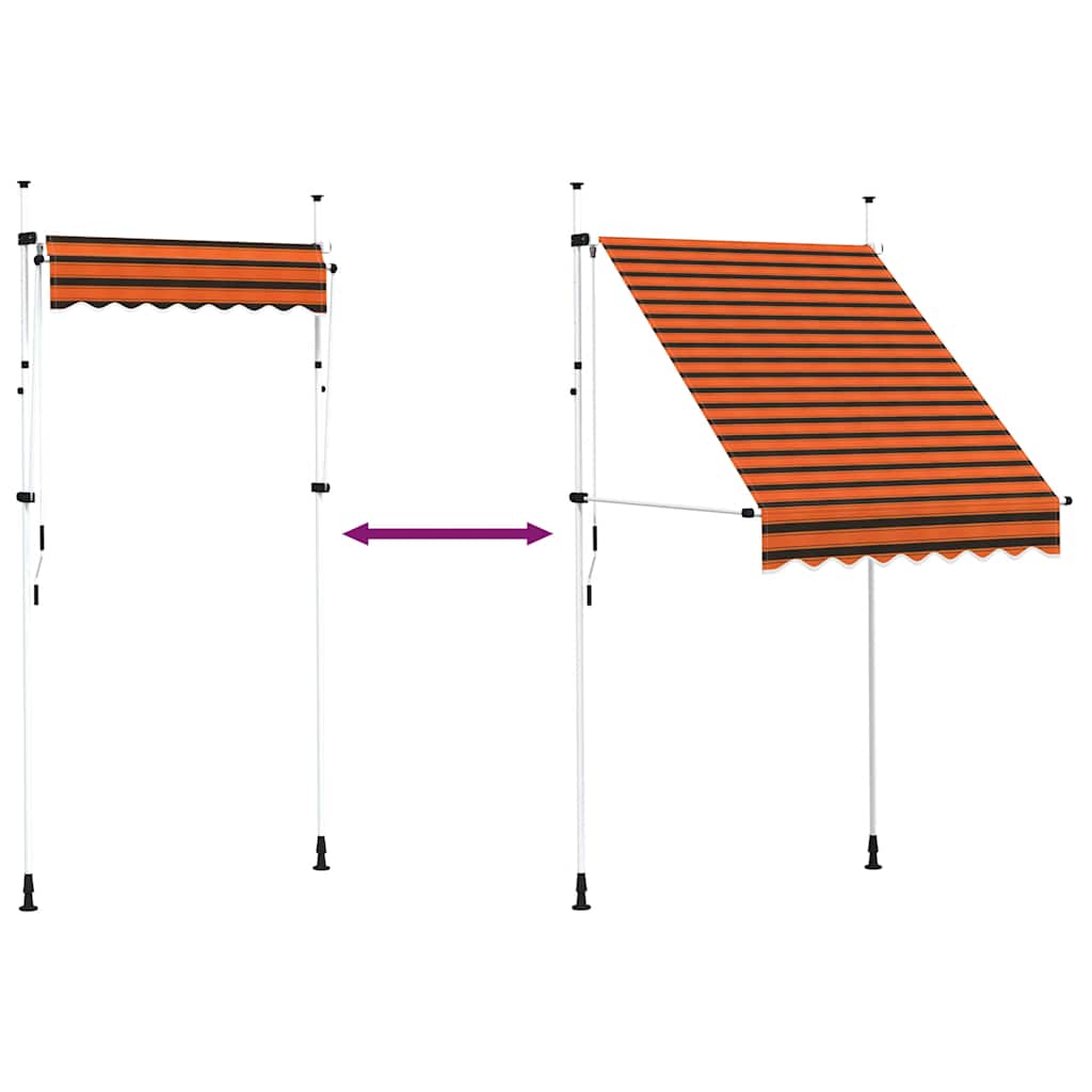 Manuell uttrekkbar markise 150 cm oransje og brun