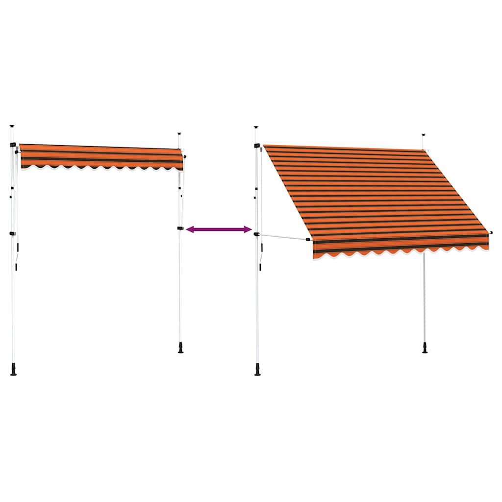 Manuell uttrekkbar markise 250 cm oransje og brun