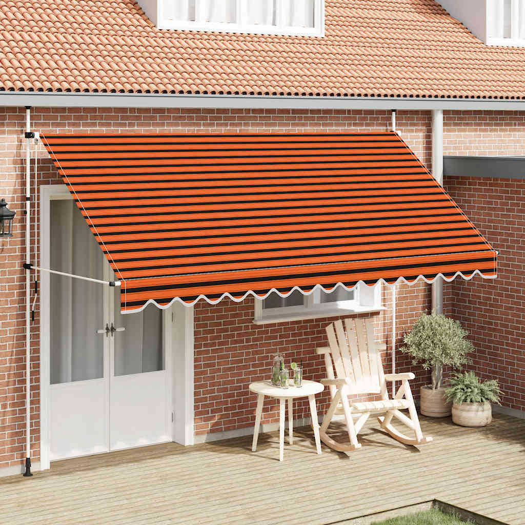 Manuell uttrekkbar markise 400 cm oransje og brun