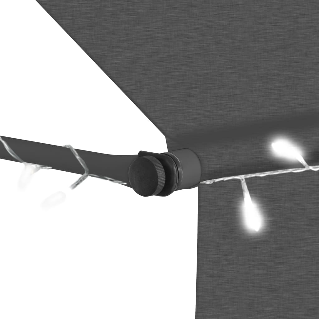 Manuell uttrekkbar markise med LED 200 cm antrasitt