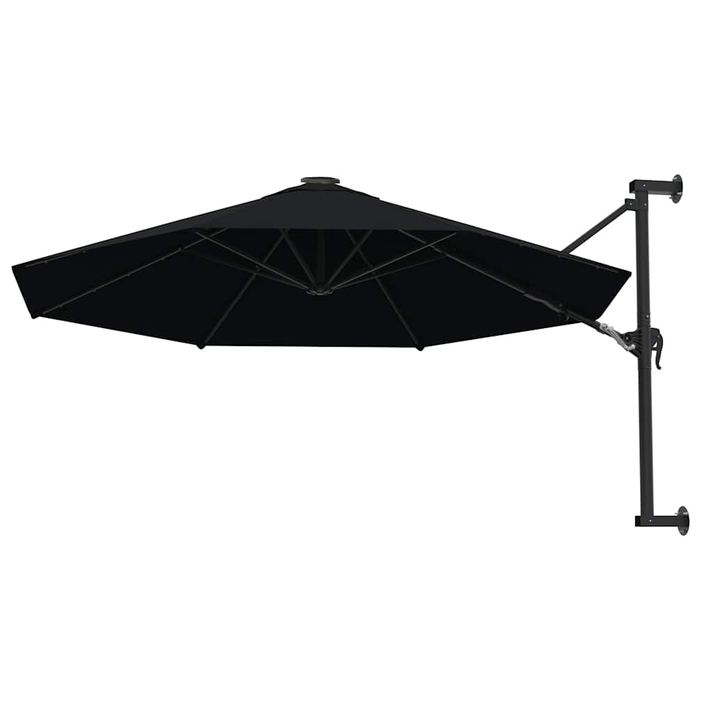 Veggmontert parasoll med metallstang 300 cm svart