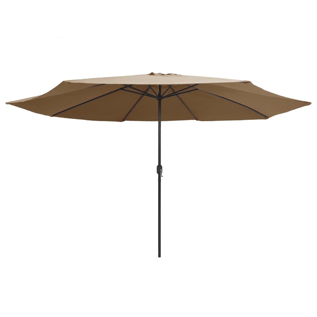 Hageparasoll med metallstang 390 cm gråbrun vidaXL
