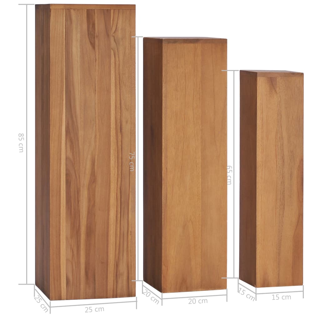 Plantestativsett 3 stk heltre teak