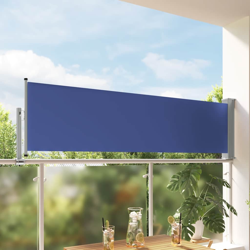 Uttrekkbar sidemarkise 80x300 cm blå