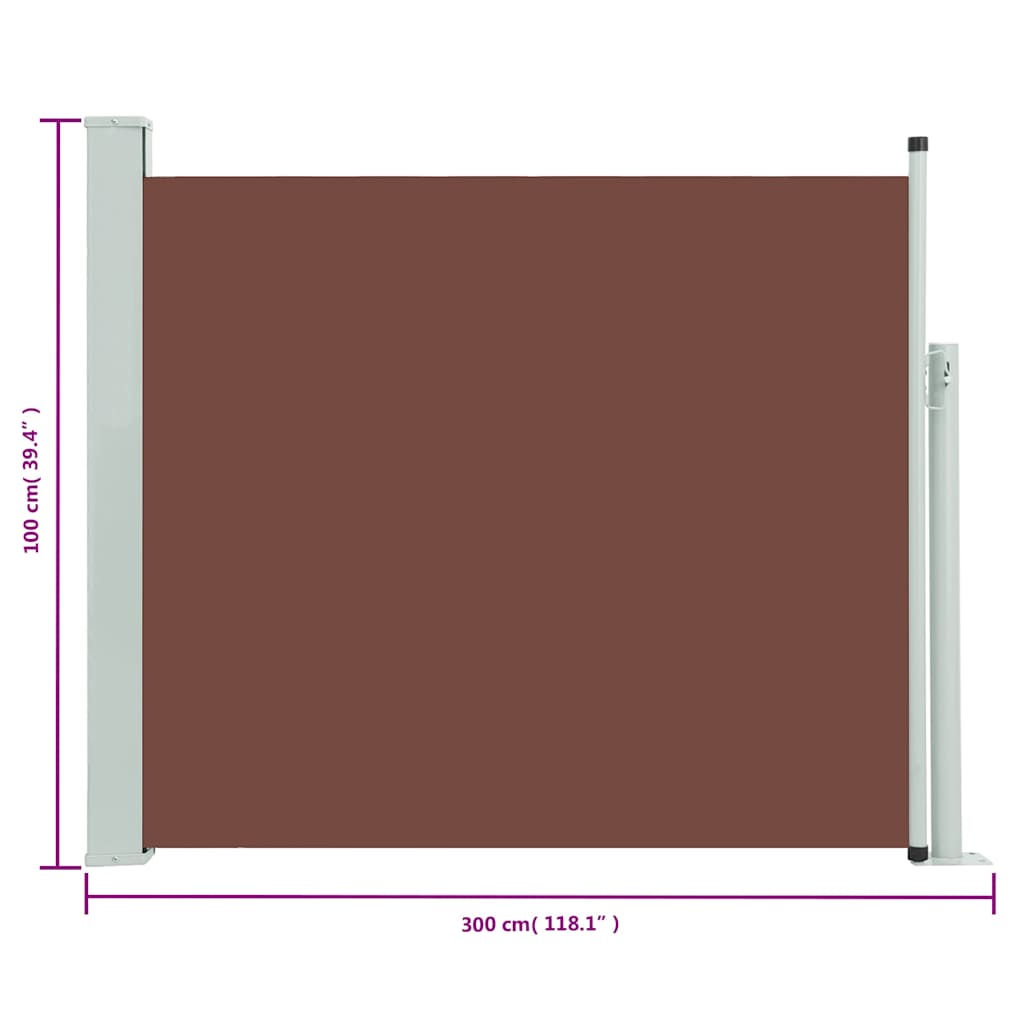 Uttrekkbar sidemarkise 100x300 cm brun
