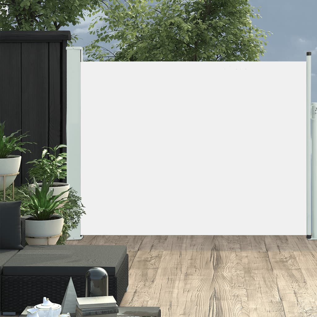 Uttrekkbar sidemarkise 140x500 cm kremhvit