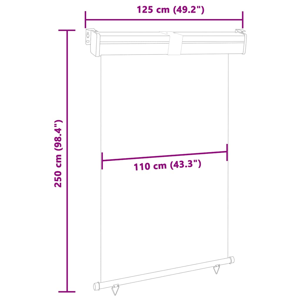 Sidemarkise for balkong 125x250 cm blå