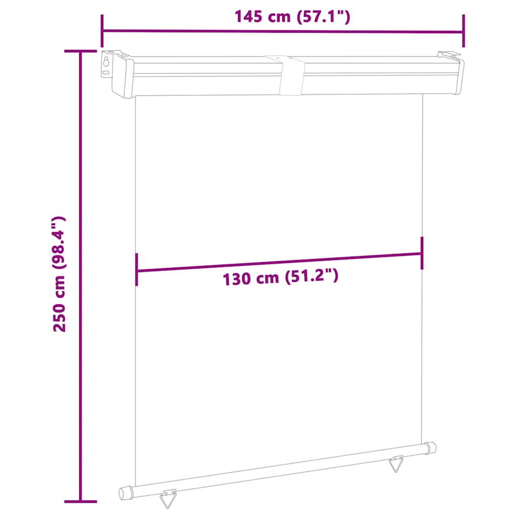 Sidemarkise for balkong 145x250 cm kremhvit