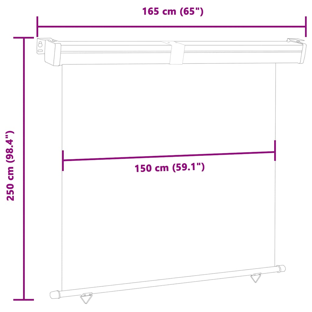 Sidemarkise for balkong 165x250 cm kremhvit