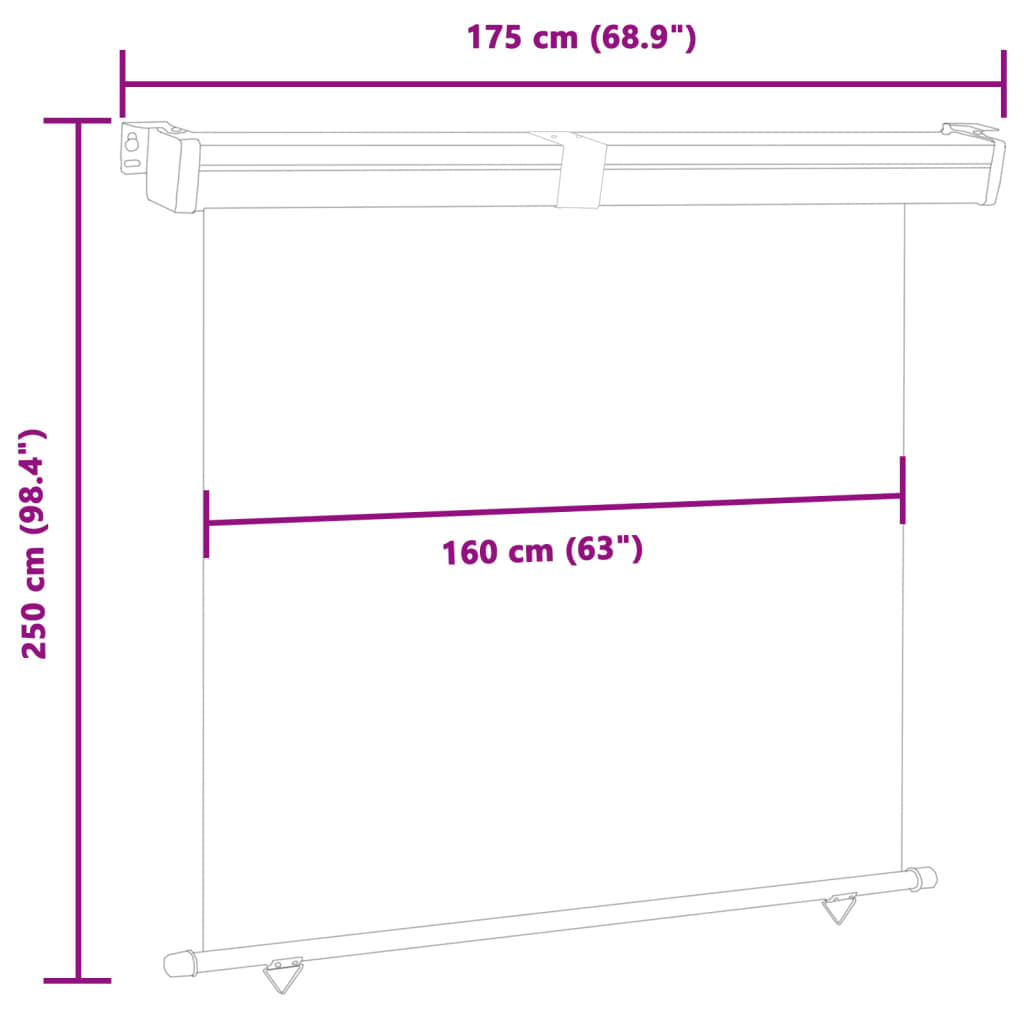 Sidemarkise for balkong 170x250 cm rød