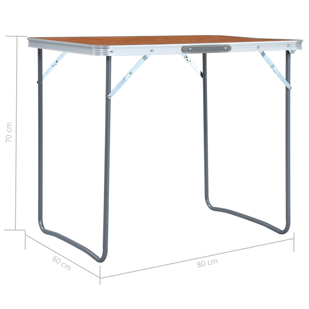 Sammenleggbart campingbord med metallramme 80x60 cm vidaXL