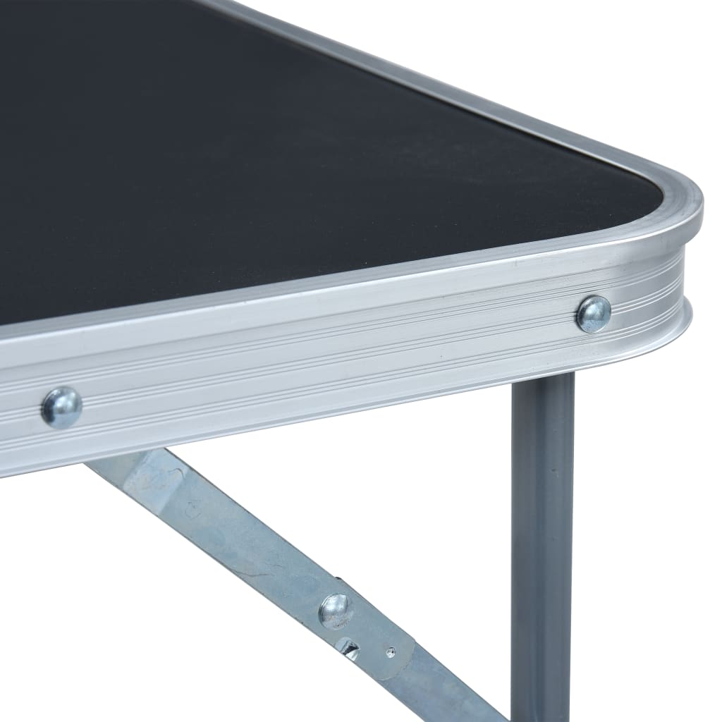 Sammenleggbart campingbord med metallramme 80x60 cm grå