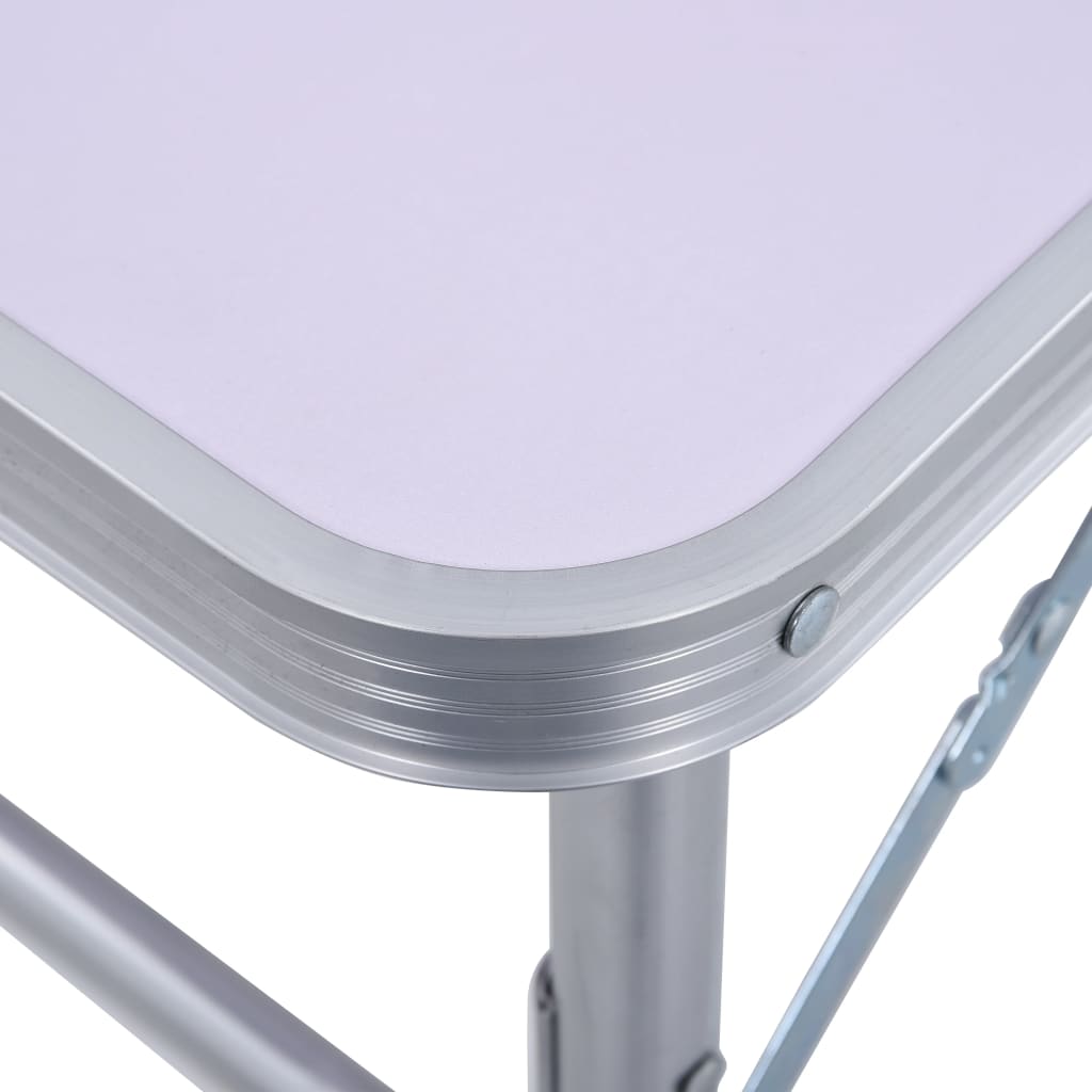 Sammenleggbart campingbord hvit aluminium 60x45 cm vidaXL