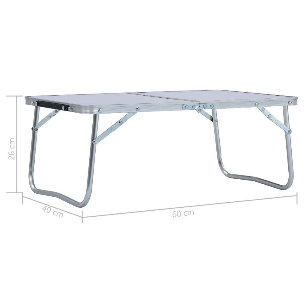 Sammenleggbart campingbord hvit aluminium 60x40 cm vidaXL